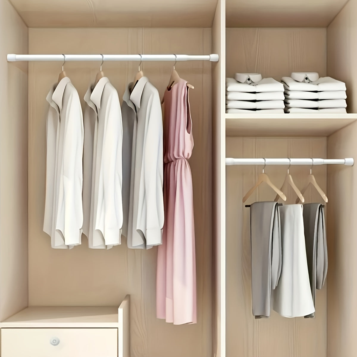 Adjustable Tension Curtain Rod with Anti-Slip Base Waterproof Easy Installation for Home and Bathroom