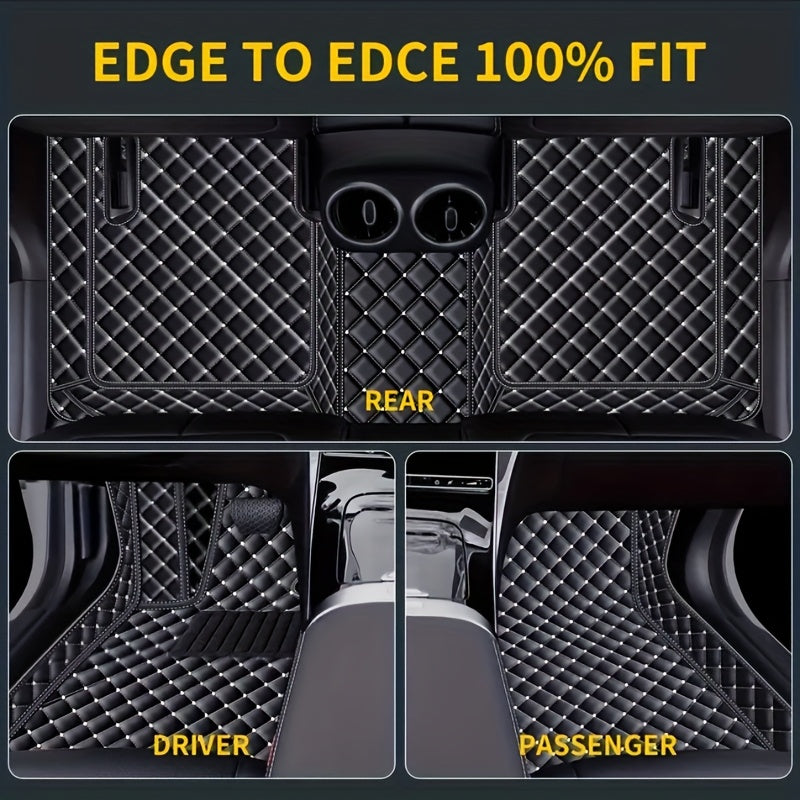 Car Floor Mats Three-Piece Set Leather All-Weather Durable for Left-Drive Vehicles