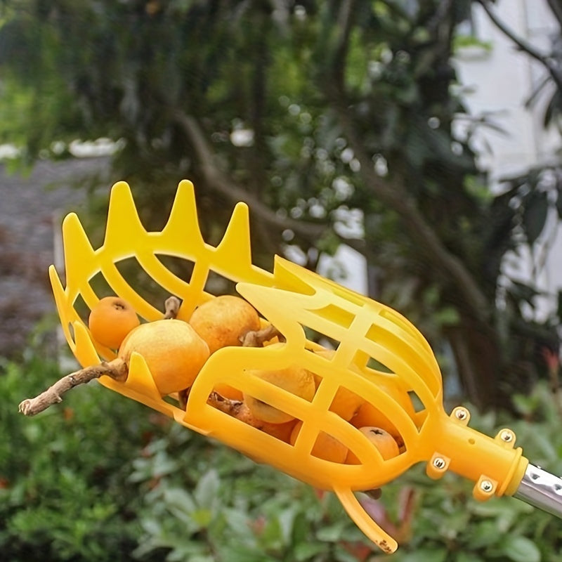 Unisex Fruit Picker Tool Yellow Polypropylene Reusable Lightweight Gardening Equipment