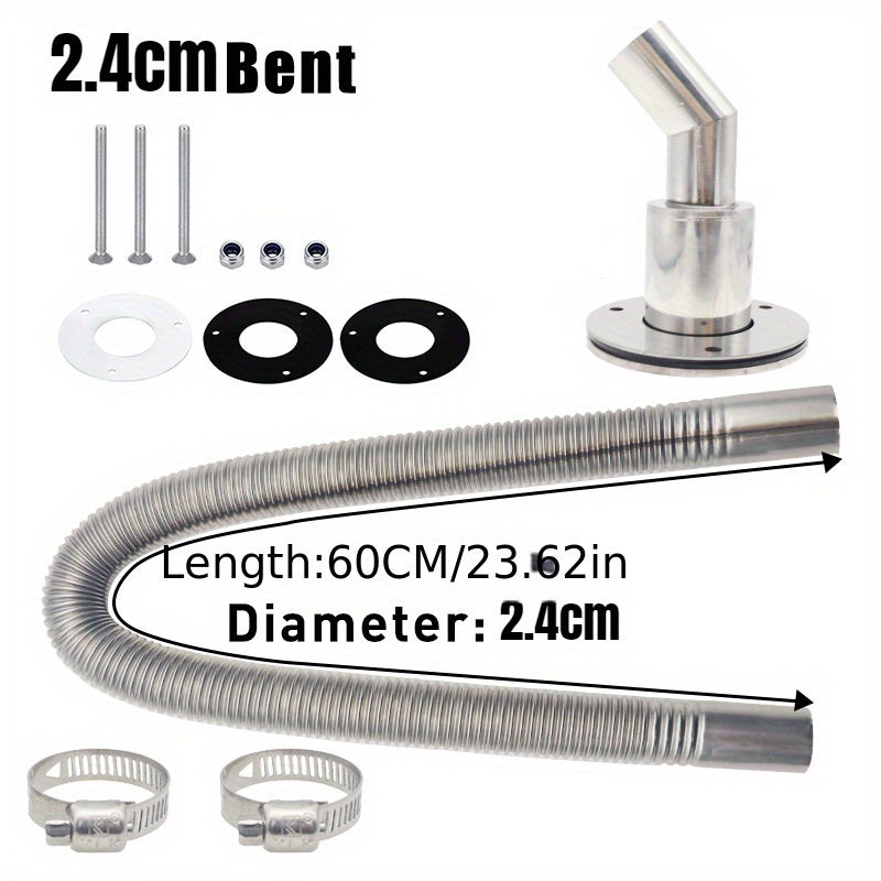 Stainless Steel Heater Exhaust Pipe Kit 24mm 60cm for Parking Heaters