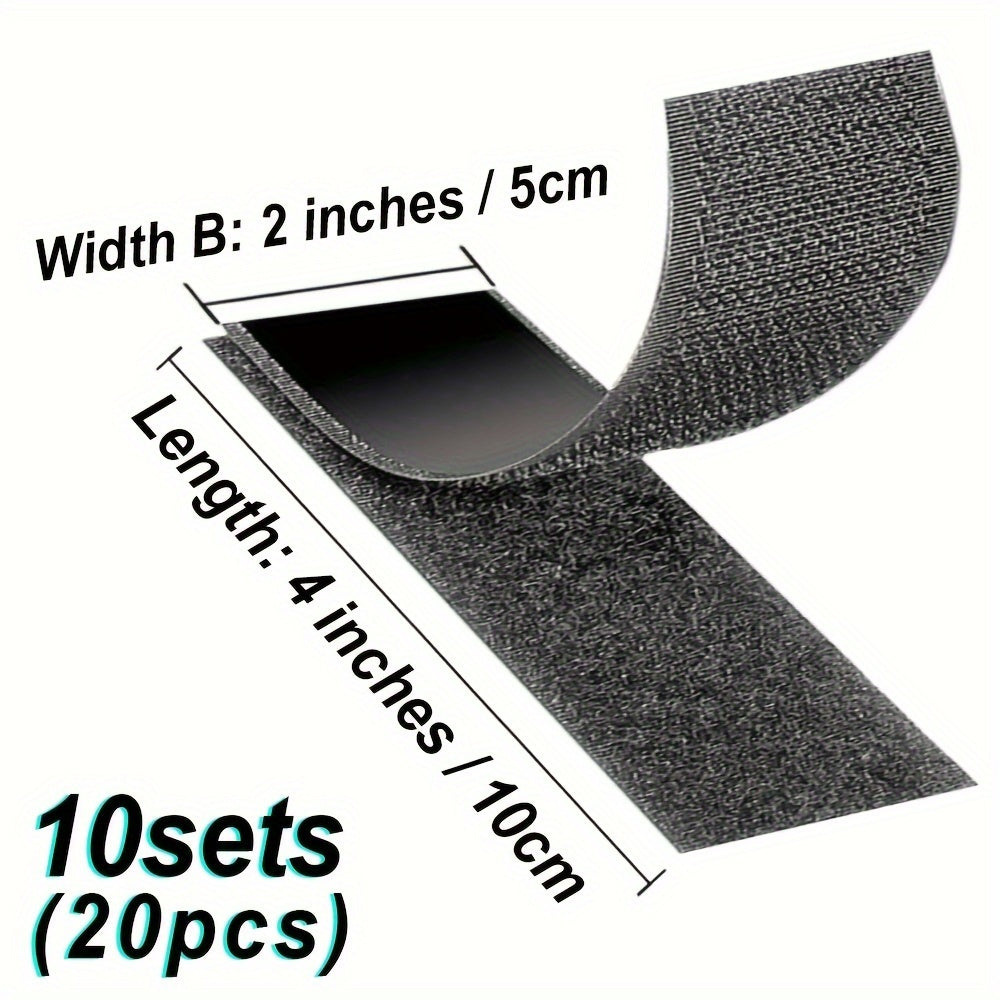 10 juegos de tiras de cinta de gancho y bucle adhesiva de alta resistencia para alfombras, tapetes y cojines