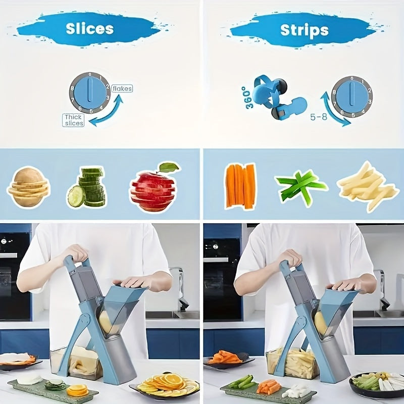 Manual Vegetable Slicer and Dicer with Detachable Blade and Container Kitchen Tool