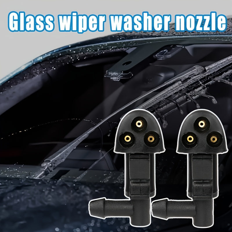 2pcs Black Plastic Windshield Wiper Nozzle Three-Hole Car Accessories