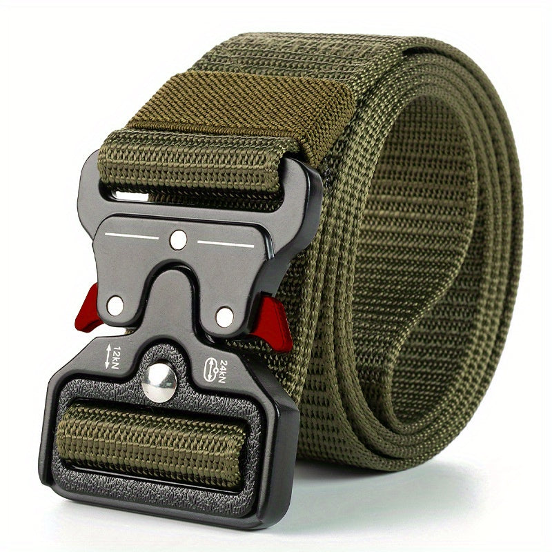 Men's Outdoor Work Belt Black Polyester Fiber Casual Buckle Belt for Pants