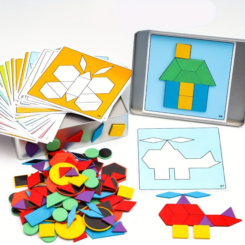 Wooden Magnetic Tangram Puzzle Game for Kids Educational Cognitive Toy for Early Learning