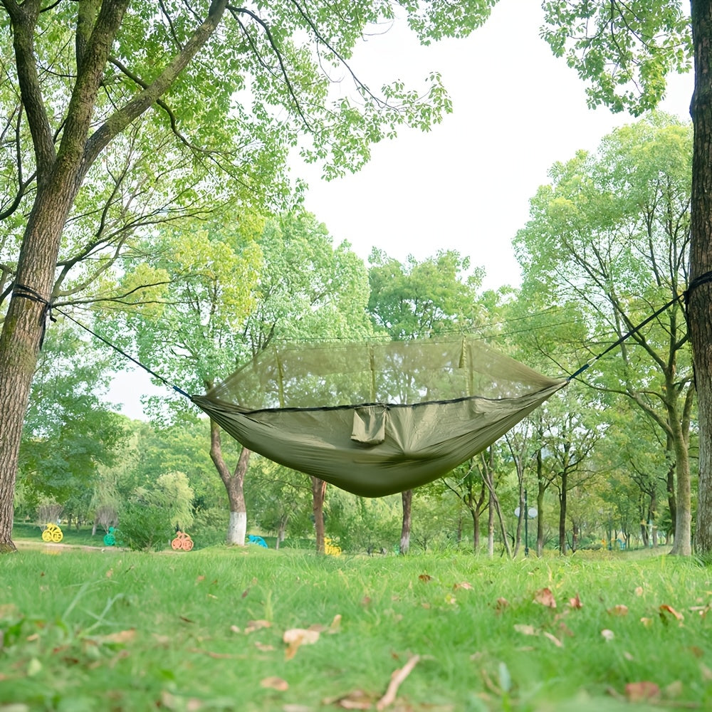 2-Person Camping Hammock with Mosquito Net Durable Nylon 272KG Capacity Outdoor Swing Rope