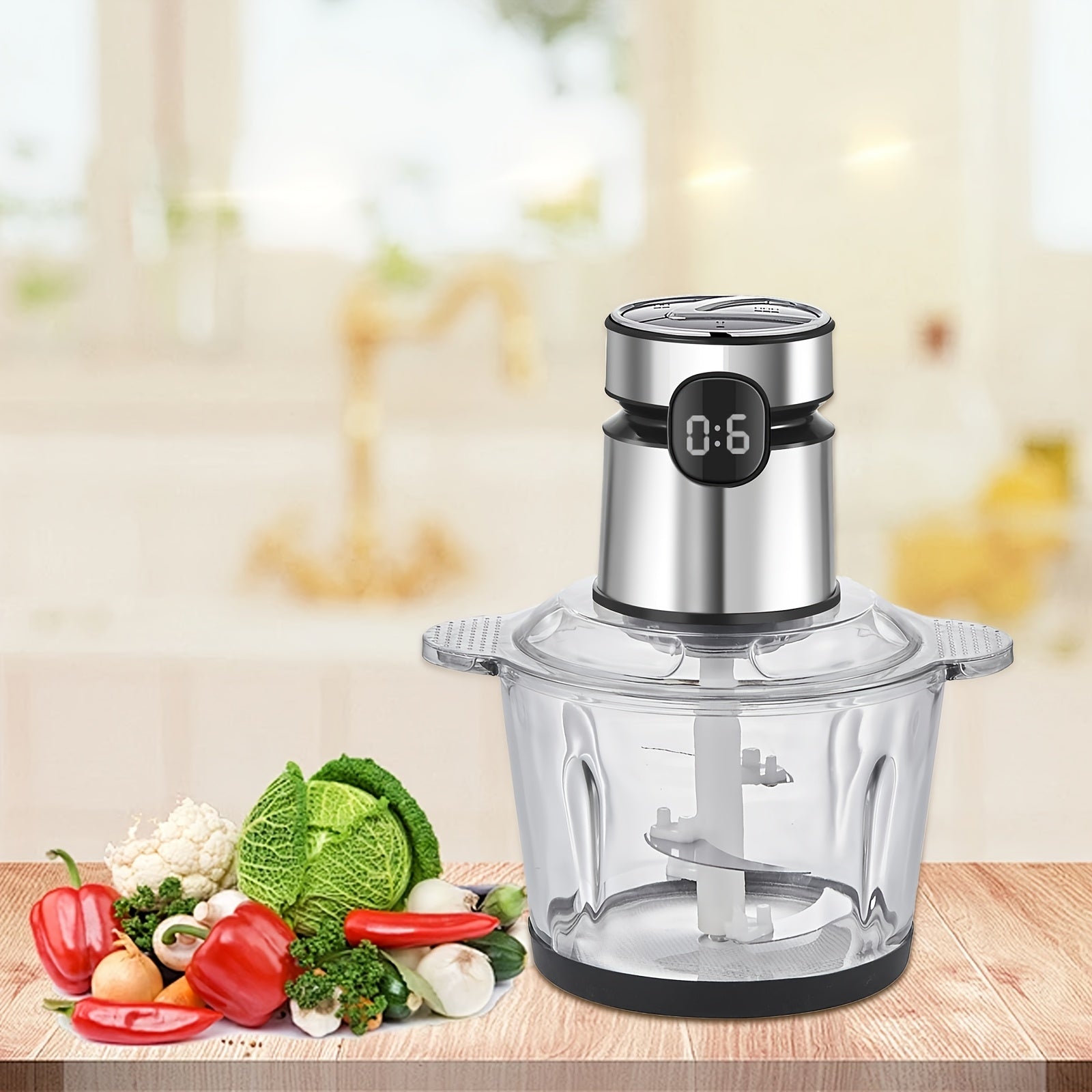 Molino de carne eléctrico de gran capacidad, 3 velocidades, cuerpo transparente, motor de acero inoxidable, pantalla digital