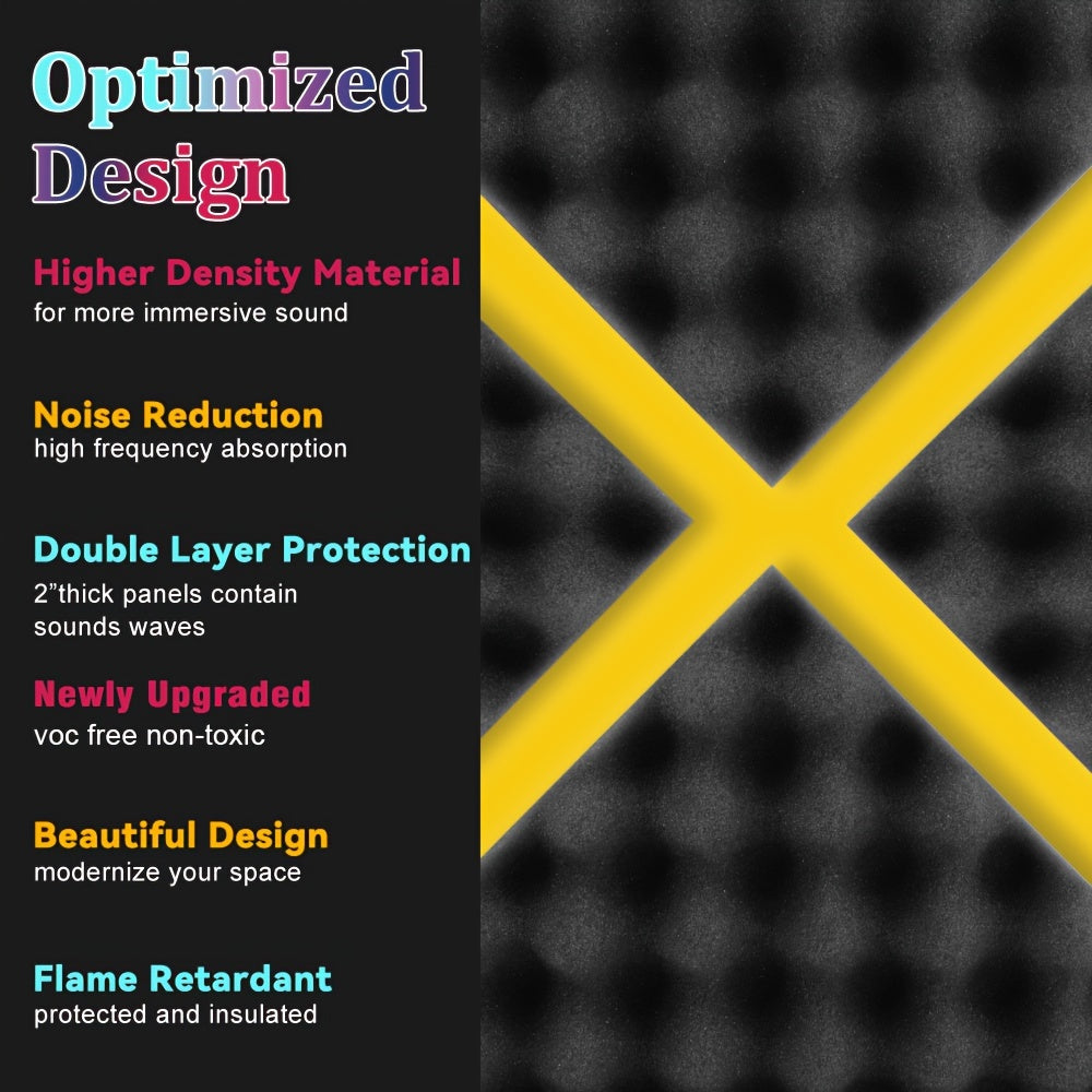 12 Pack Acoustic Foam Panels 30x30x5cm Soundproof Egg Crate Wall Sound Absorbing Sponge