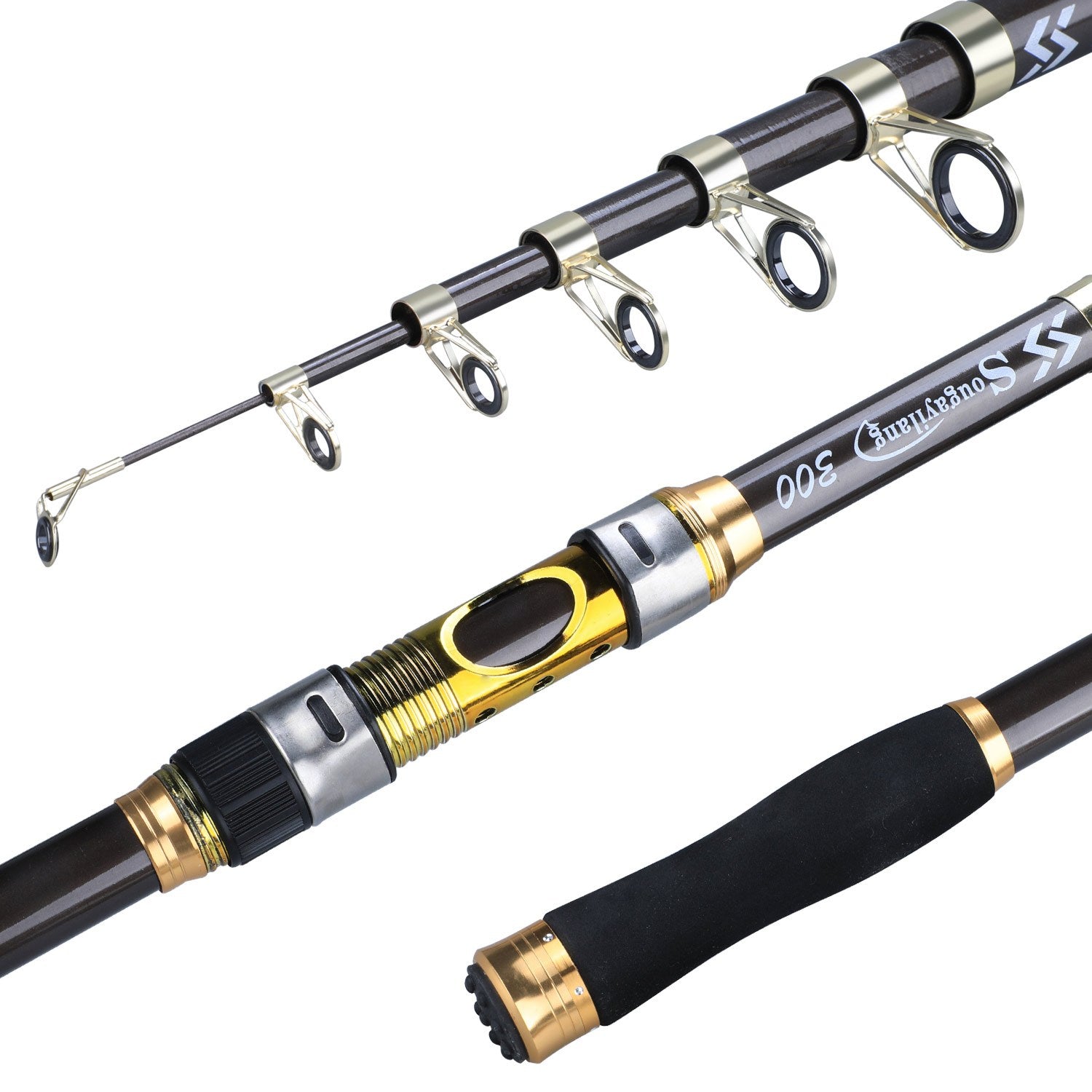 Ultralight Carbon Fiber Spinning Fishing Rod Portable Medium Action Extendable Length Comfortable Grip