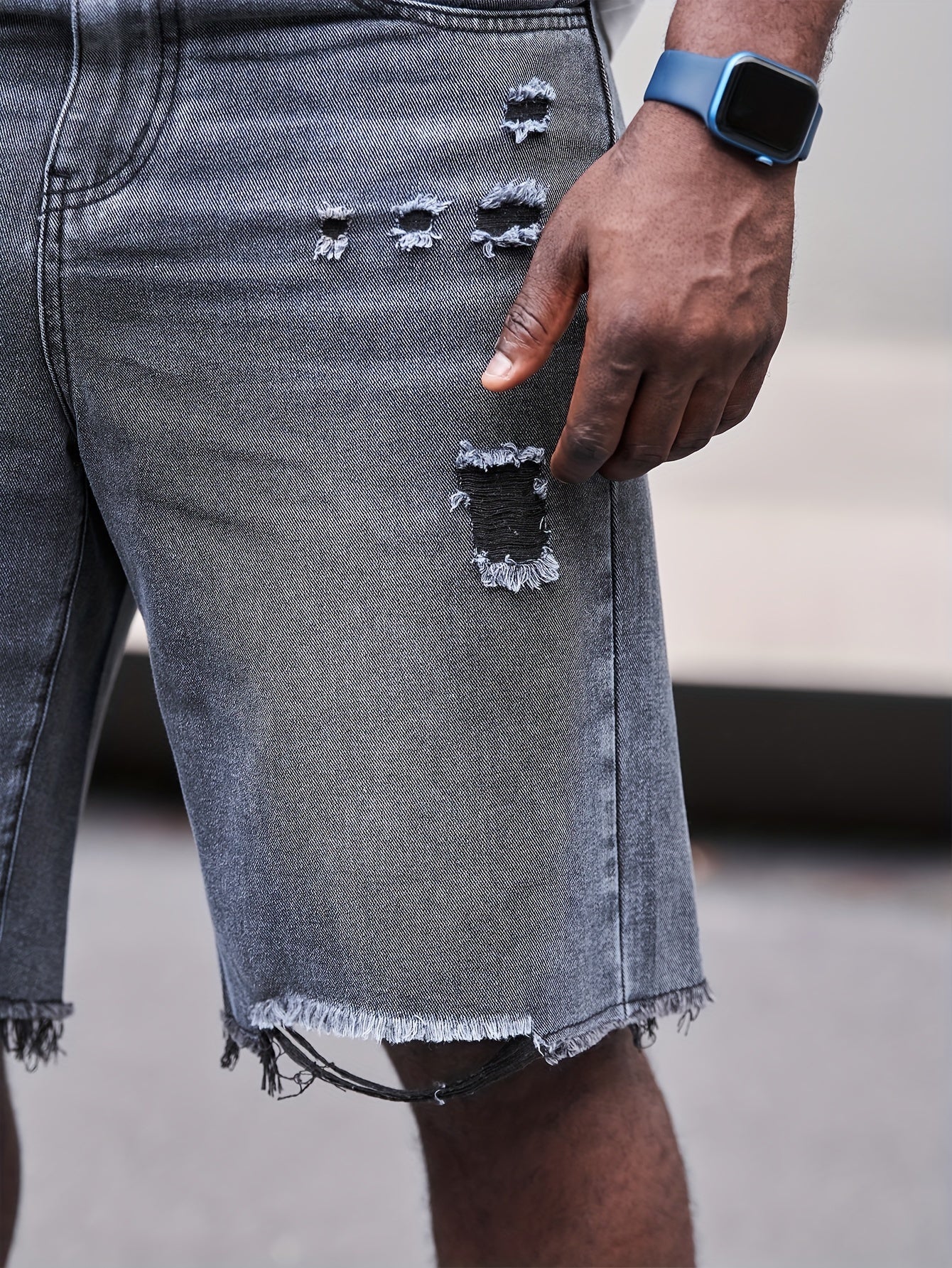 Plus Size Cotton Denim Shorts for Men Relaxed Fit Casual Woven Solid