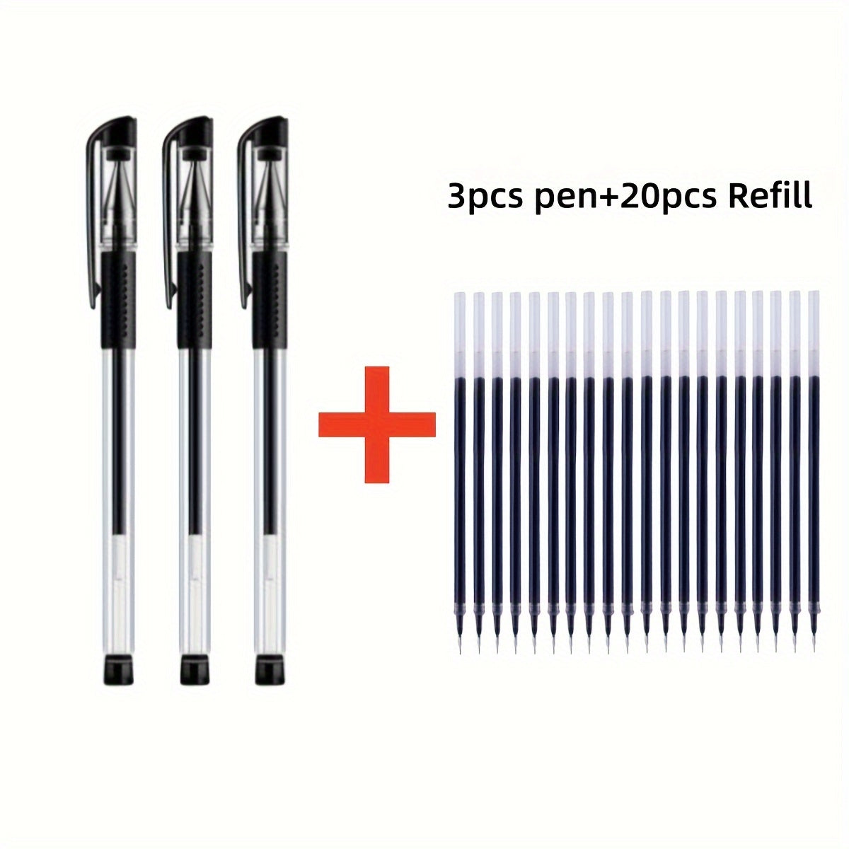 23pcs Black Gel Pen Set 0.5mm Fine Tip for Business School Office