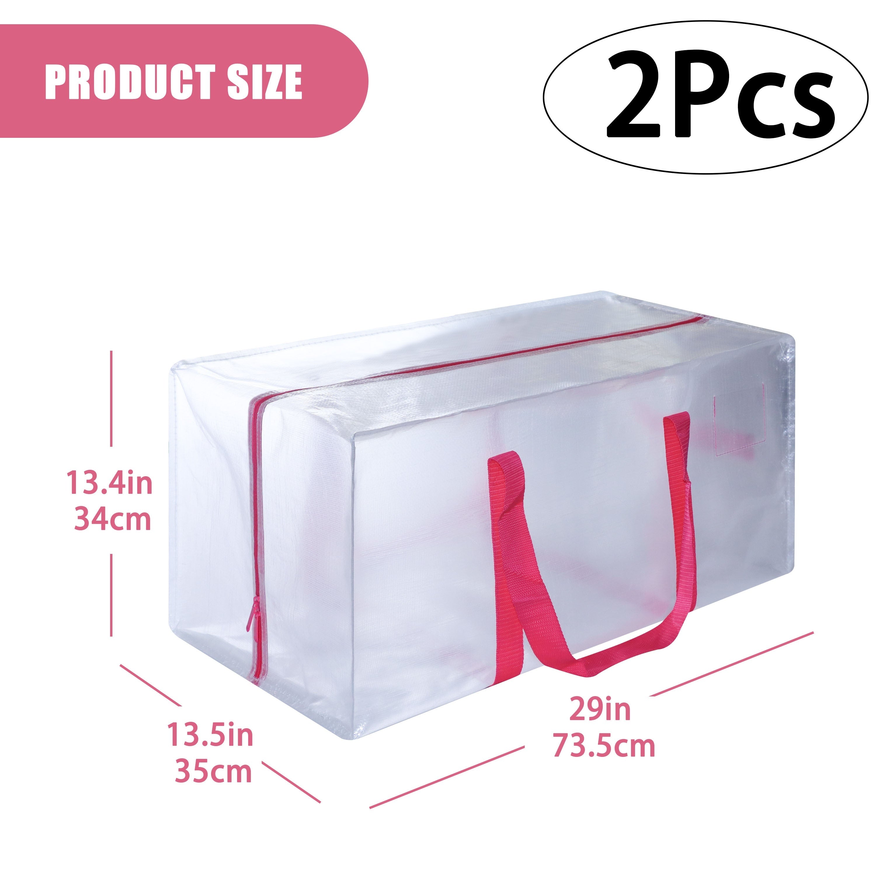 Two Large Storage Bags with Zippers Handles Durable Storage Bin for Bedroom Closet