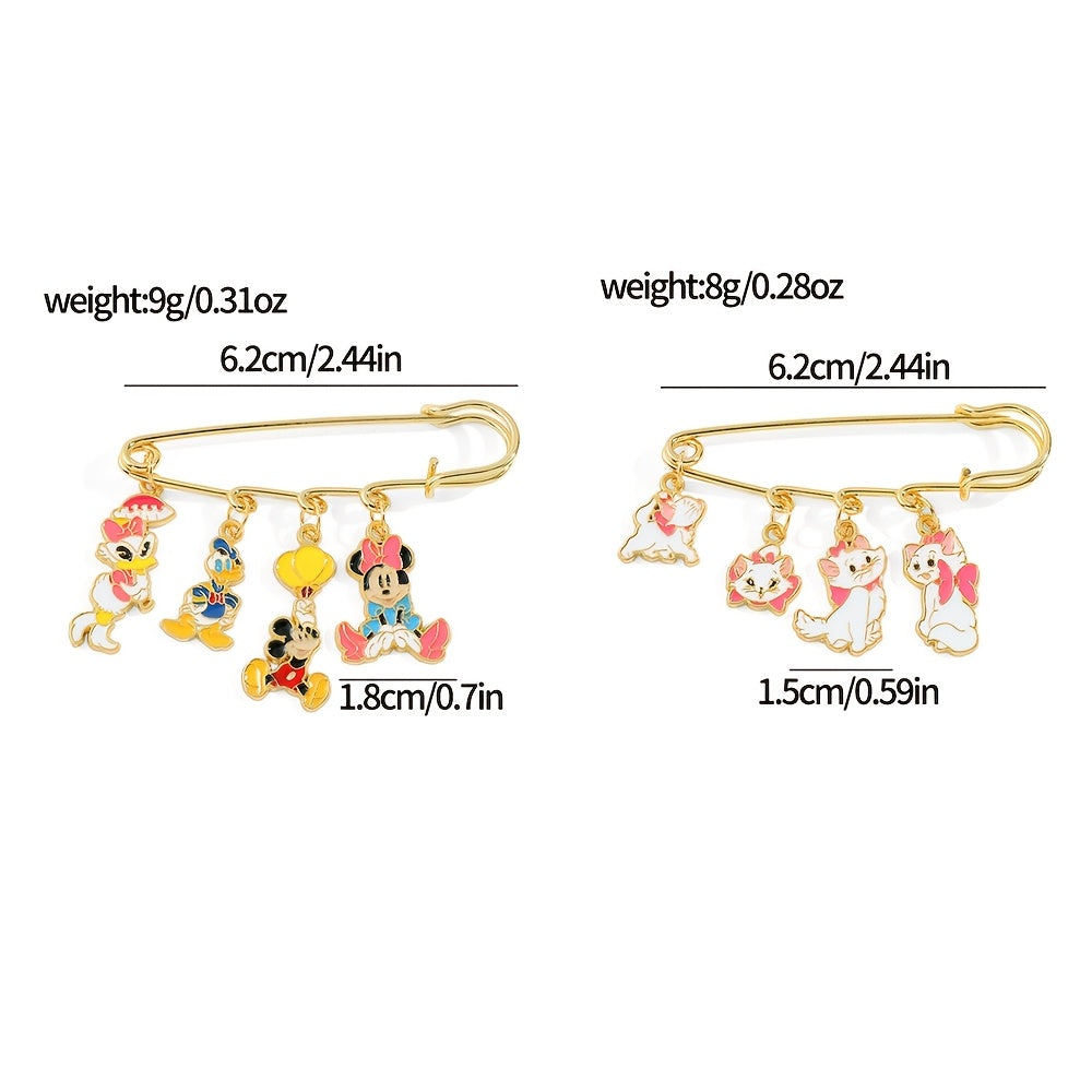 Juego de 2 pins de esmalte de Mickey, Minnie y Donald, personajes de dibujos animados para ropa, mochila, accesorios