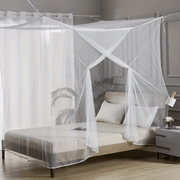 Cielo de cama de poliéster blanco con entrada individual, mosquitera para dormitorio y exteriores