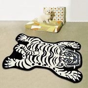 White Tiger Faux Cashmere Rug for Bedroom Living Room Bathroom Entrance