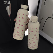 Insulated Stainless Steel Water Bottle with Bowknot and Heart Design for Travel Gym Outdoor Car