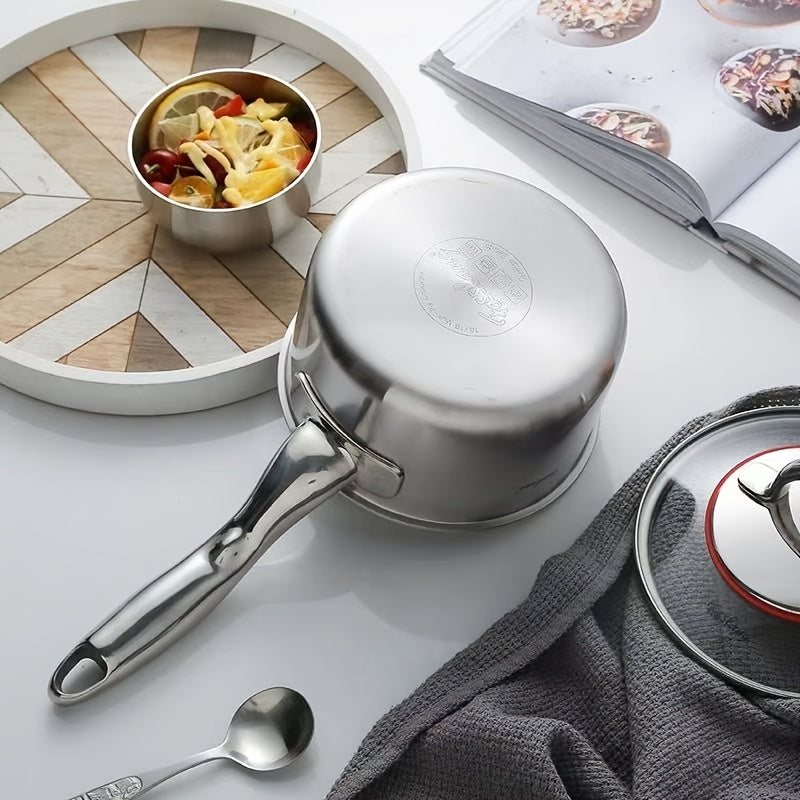 Cazo de acero inoxidable de 2L con recubrimiento antiadherente de diseño delfín tapa de cristal