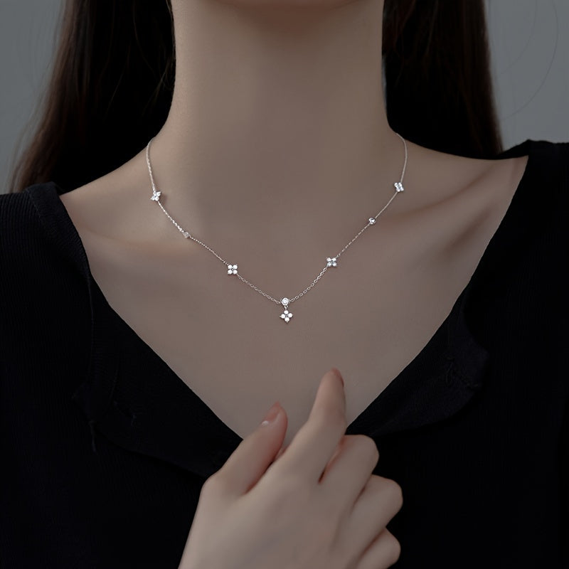Sterling Silver Snowflake Necklace for Women with Zirconia Gift for Valentine's Day