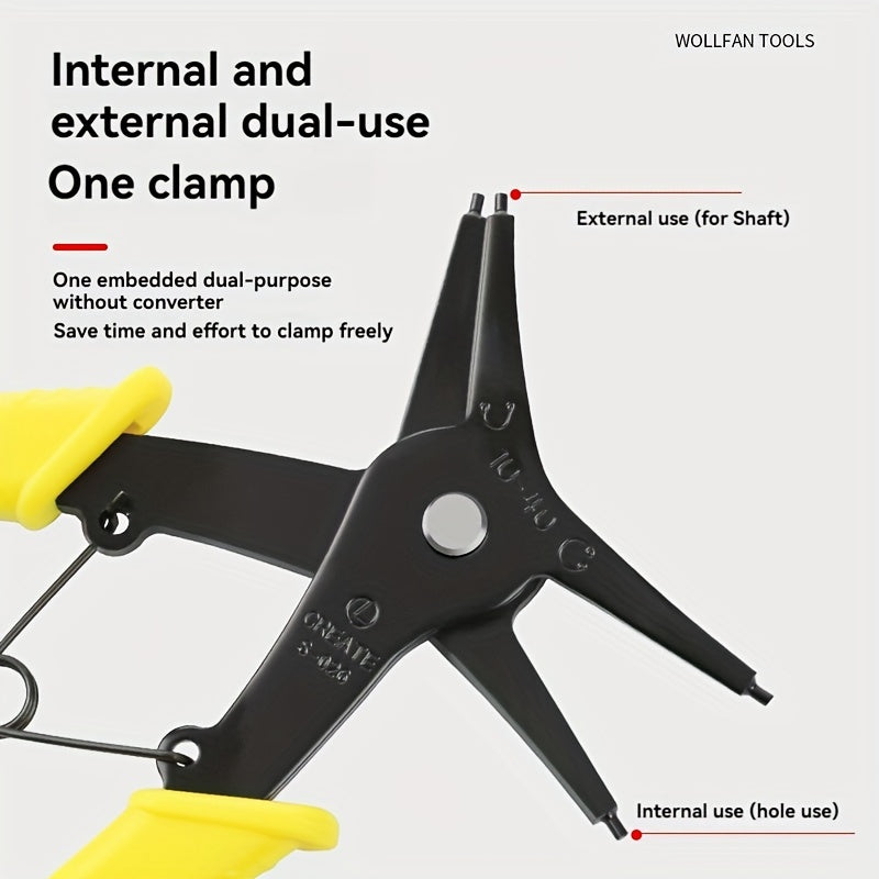 2-In-1 Snap Ring Pliers Metal Tool for Indoor Outdoor Use