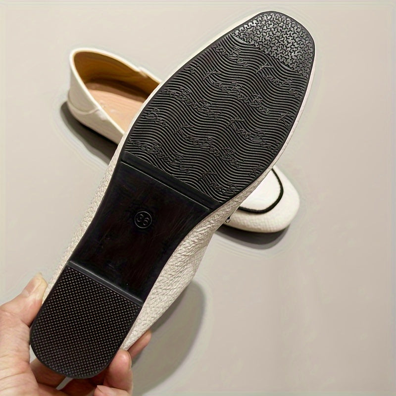 Women's Flat Shoes Slip-On Square Toe Lightweight Solid Color Casual