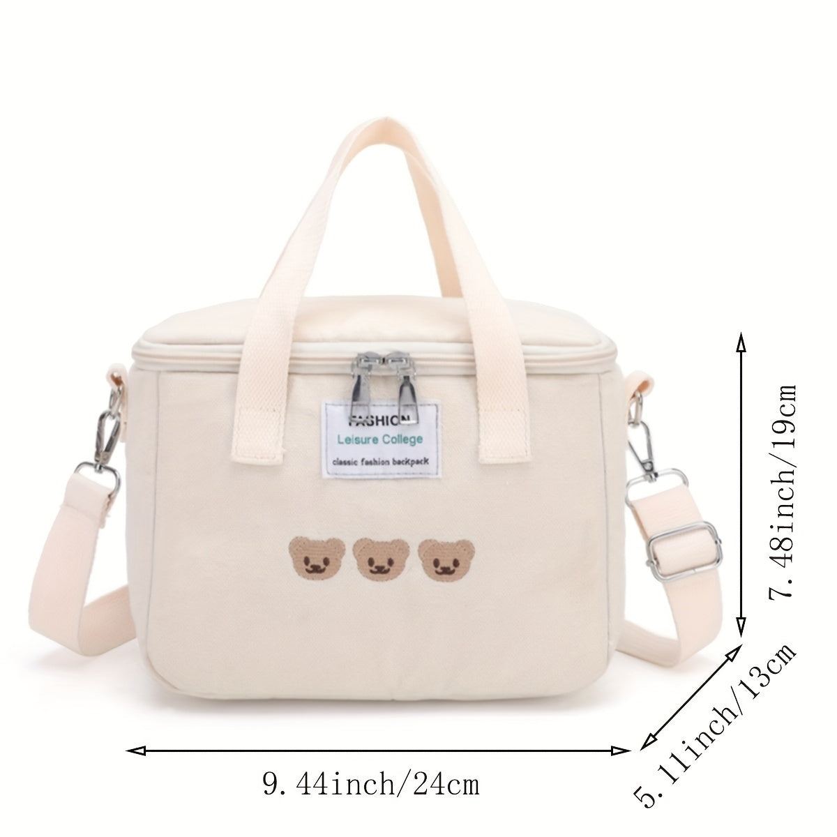 Mummy Canvas Lunch Bag with Rice Lunch Box Large Capacity Thermal Insulated for Students