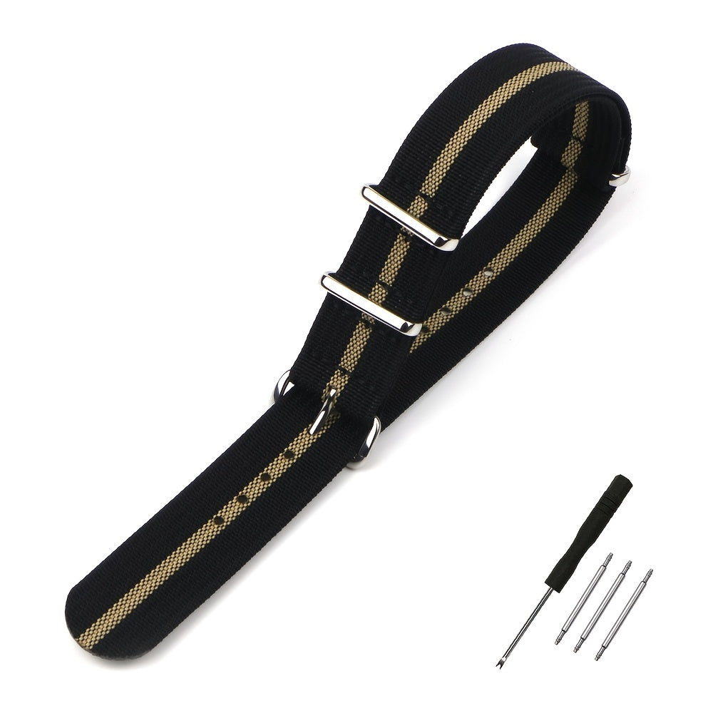 Ribbed Nylon Watch Strap 18mm 20mm 22mm Braid Ballistic Fabric Watch Band