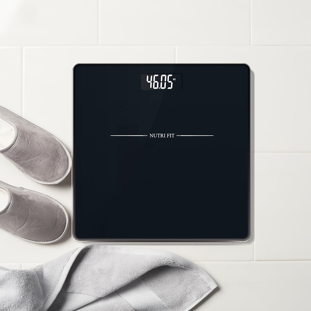 NUTRI FIT Digital Bathroom Scale LCD displey bilan, jismoniy vazn o‘lchash uchun kuchli va aniq, batareyali (Batareyalar kiritilmagan)