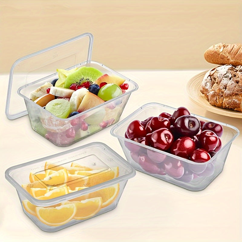 50 Sets Clear Plastic Food Storage Containers with Lids for Takeout and Microwave