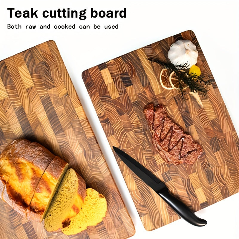 Teak Wood Cutting Board Rectangular Chopping Block Kitchen Durable