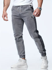 Pantalones jogger casuals cortos de mezcla de algodón con bordado y cordón para hombre