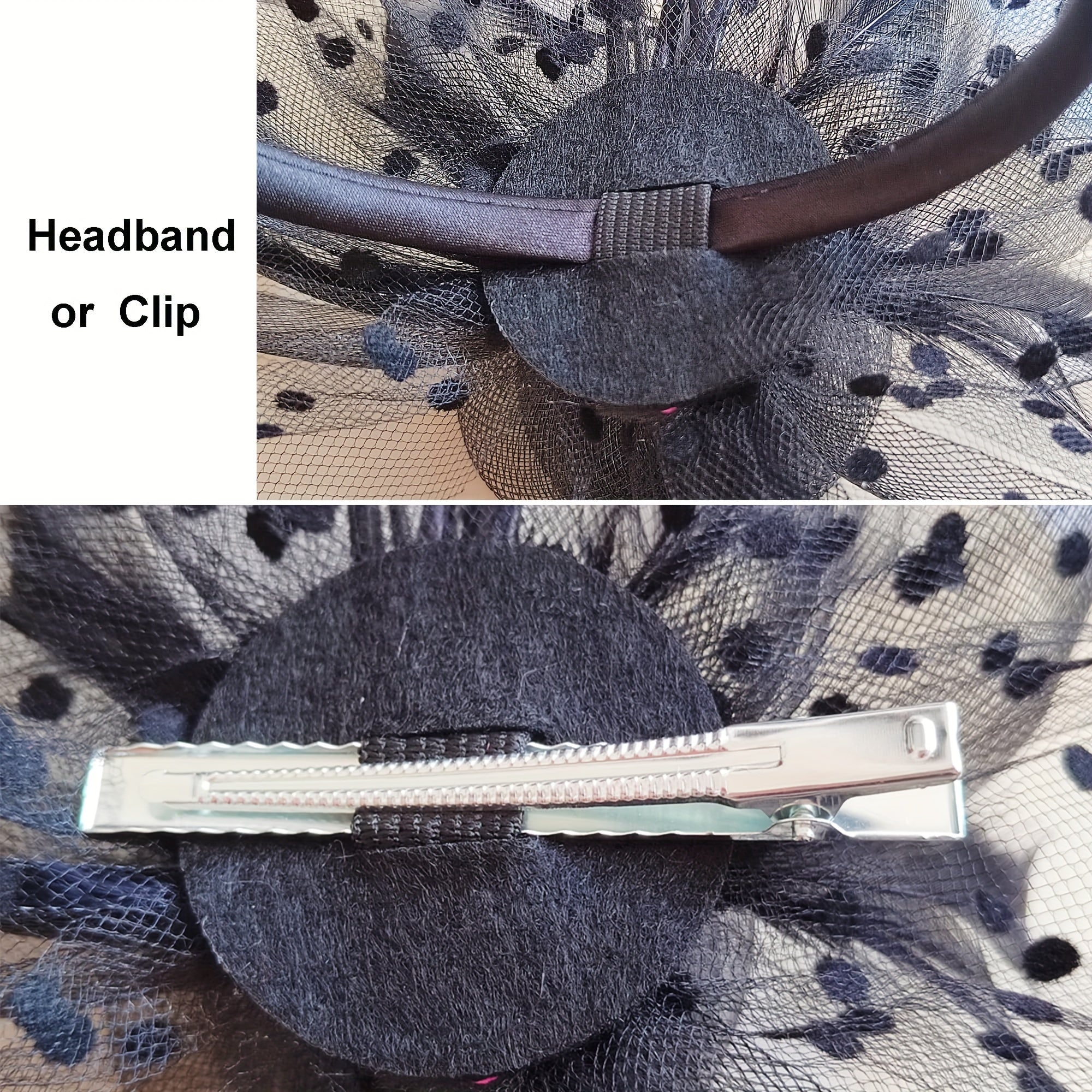 Flower-Decorated Headband with Feathers and Mesh for Weddings and Celebrations