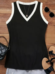 Plus Size Women's V-Neck Sleeveless Tank Top Breathable Summer Casual