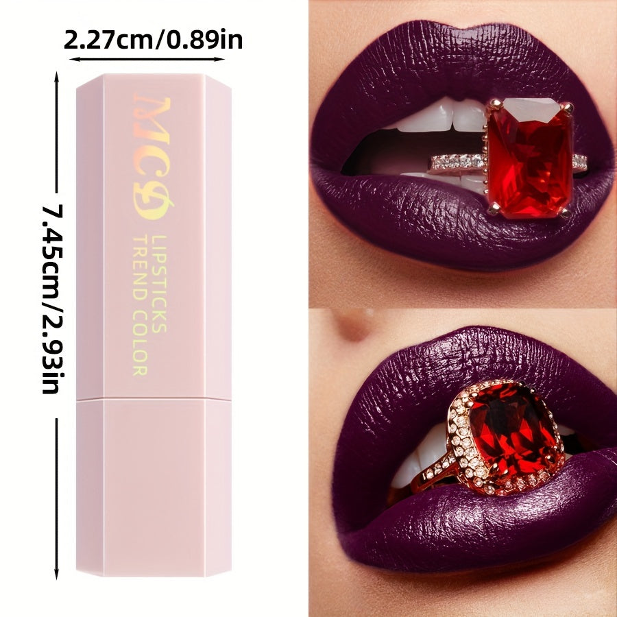Women's Waterproof Long-Lasting Lipstick with High Pigment Purple Shades