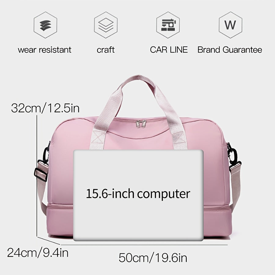 Nylon Travel Duffel Bag Set with Adjustable Straps Shoes Electronics Wet Dry Separation for Gym Beach Business