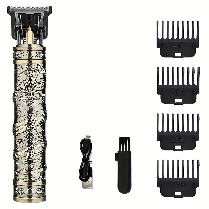 Kit de recortadora de pelo eléctrica para hombres con recortadora de hoja en T, herramienta de cuidado recargable por USB