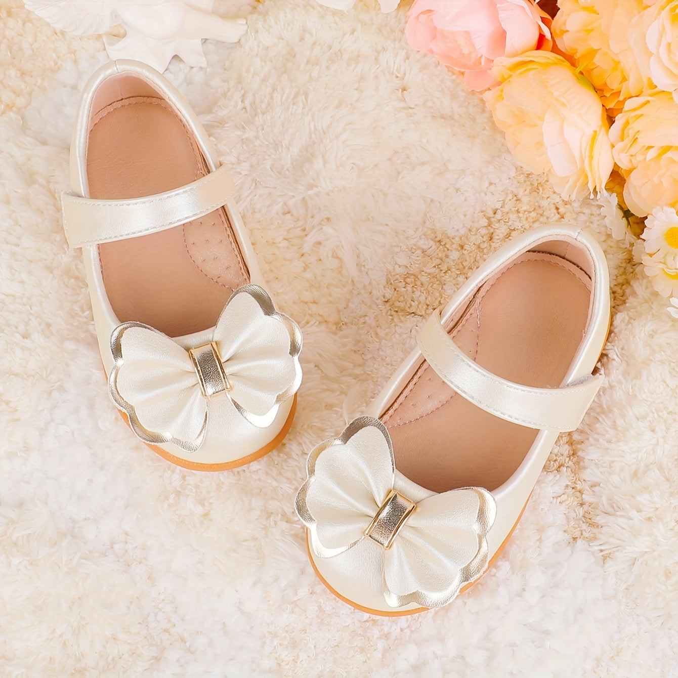 Girls' Mary Jane Flats Rainbow Bow Lightweight Casual Party Indoor Shoes