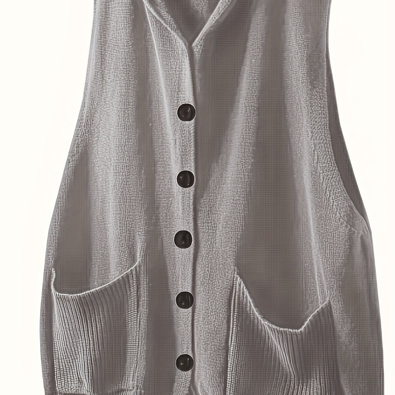 Plus Size Women's Sleeveless Cardigan Vest Solid Color Front Buttons Fall Casual