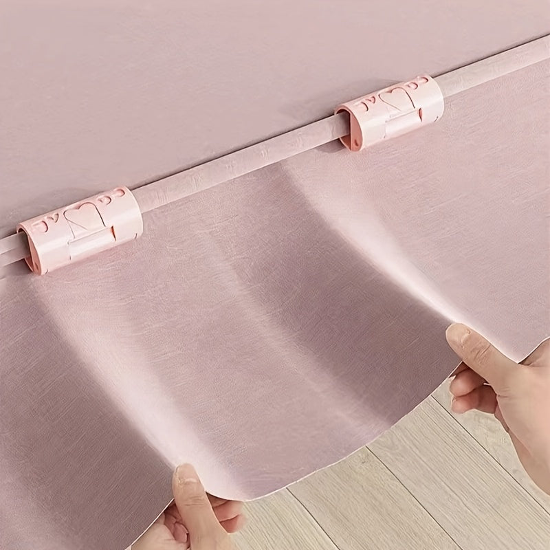 Pack of 10 Pink Bed Sheet Straps Elastic Woven Fabric Clips for Secure Bedding