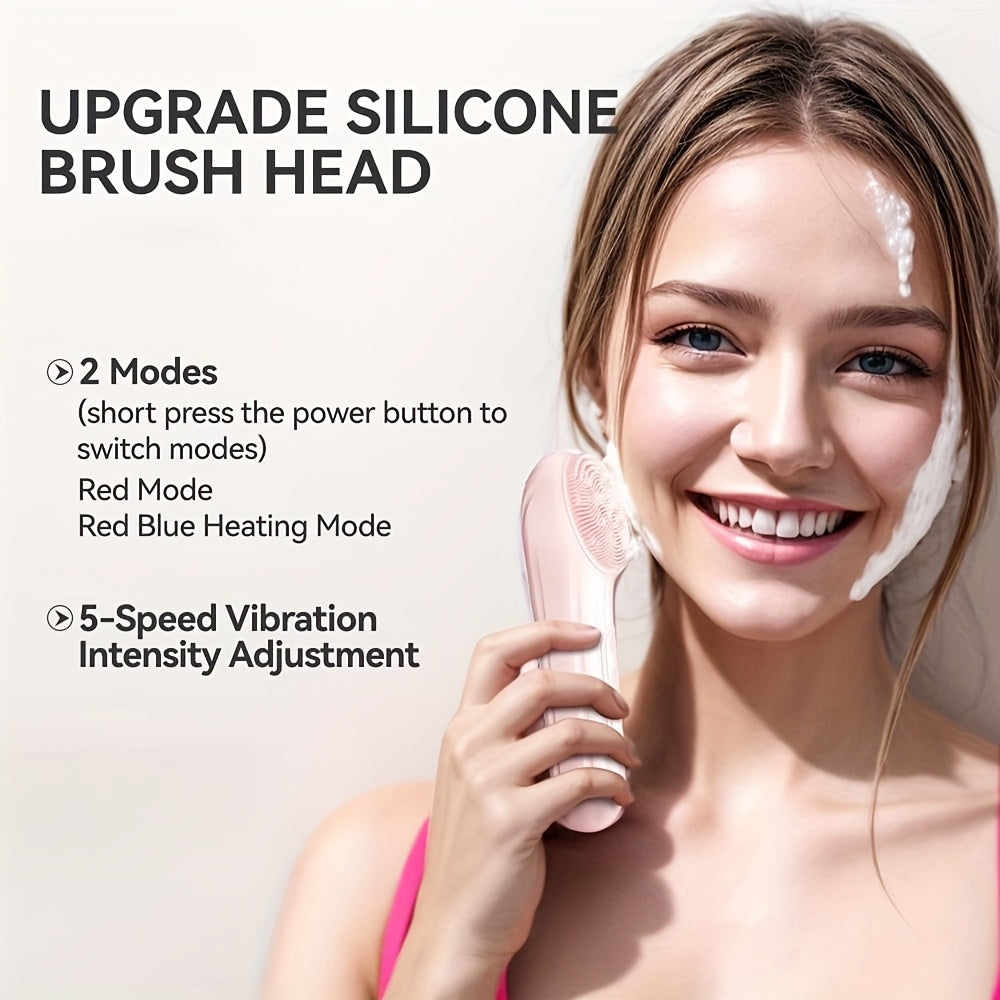 USB zaryadlash bilan qayta zaryadlanuvchi yuz silikon tozalash cho'tkasi, qo'lga olinadigan dizayn, sayohat uchun qulay. Erkaklar va ayollar uchun mos, yuzni tozalash uchun ideal.