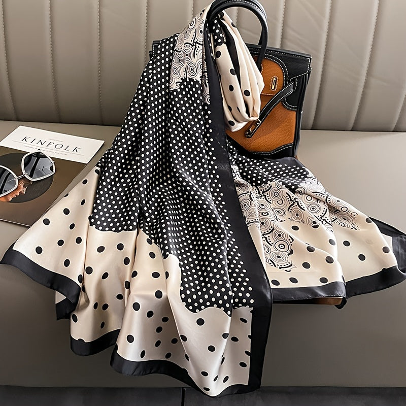 Polka Dot Circle Sharf Kundalik foydalanish uchun rang blokli sharf shamol o'tkazmaydigan quyoshdan himoya sayohat va ochiq havoda