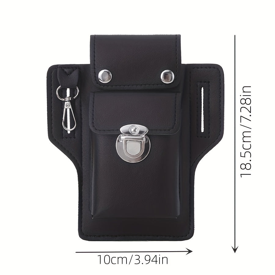 Men's Black Waterproof RFID Blocking Phone Holster with Secure Lock and Hook