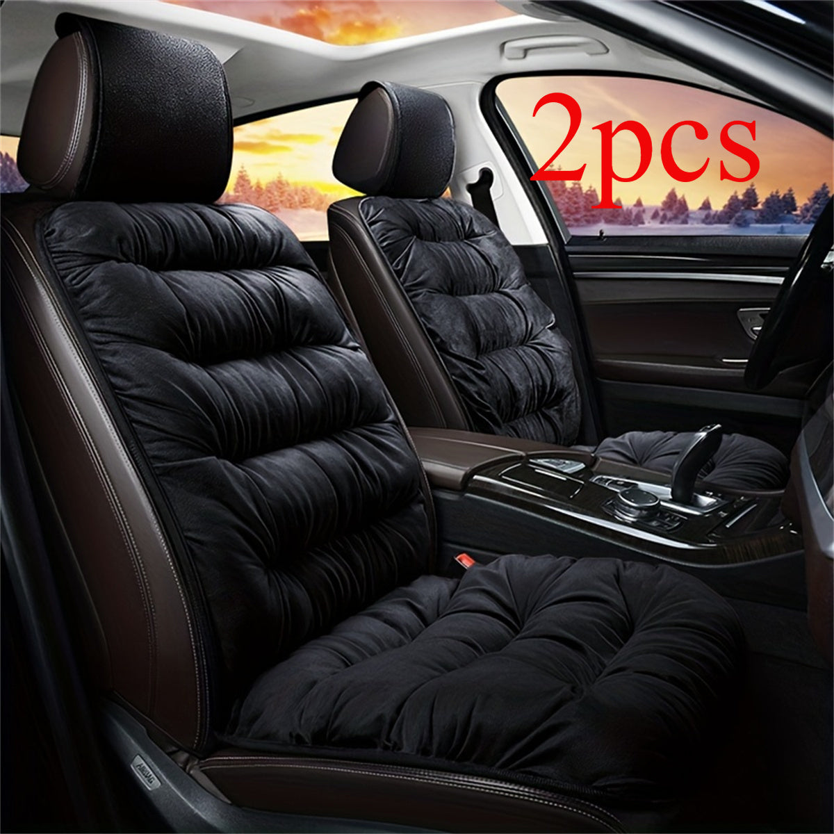 Universal Soft Plush Car Seat Cover Set for Winter Comfort