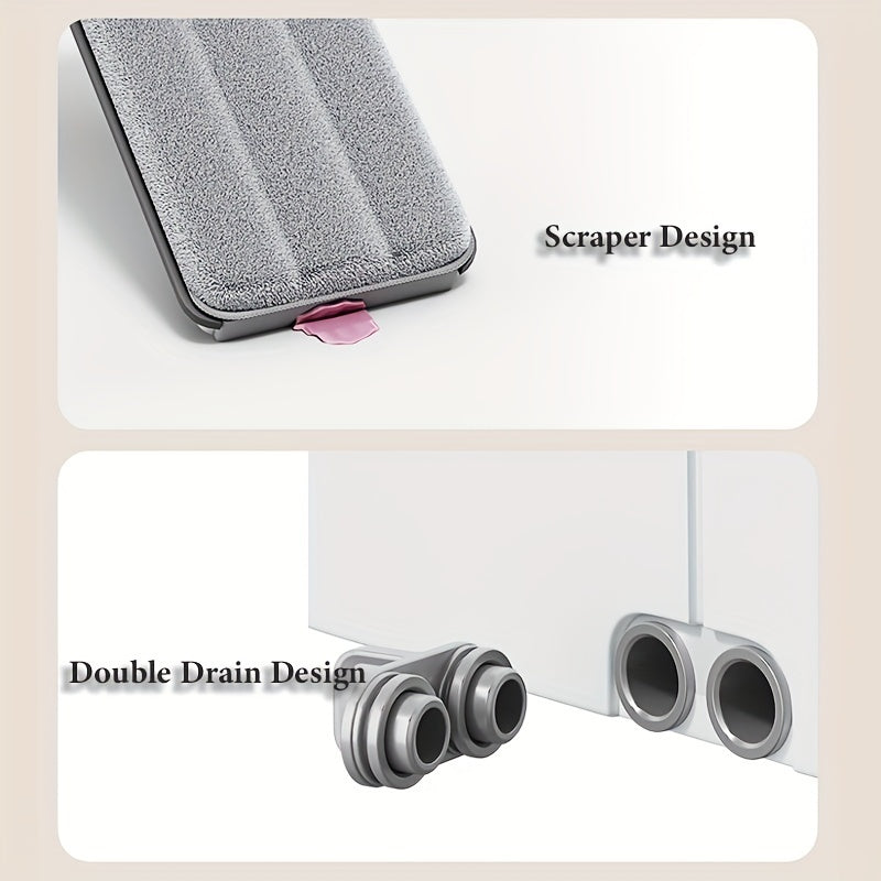 Yumshoq va quruq pol uchun flat mop va kova to'plami, ko'p qavatli yuzalarni tozalash