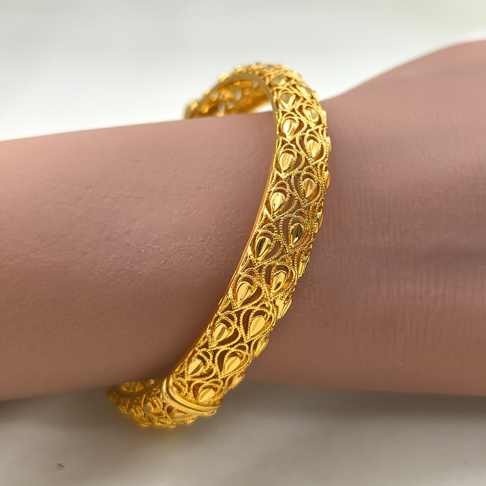 Women’s Ethnic Copper Open Cuff Bracelets Set for Weddings and Gifts