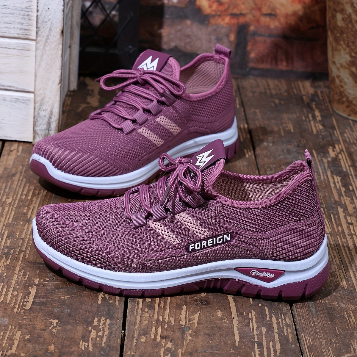 Women’s Casual Running Shoes White Pink Breathable Non-Slip