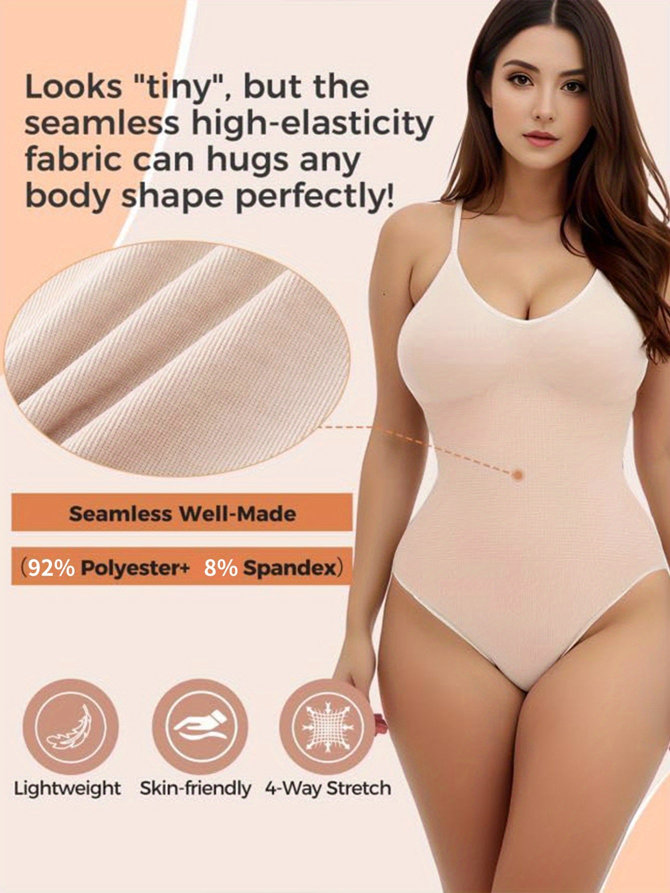 Plus Size Women's Seamless Tummy Control Bodysuit Shapewear Beige Burgundy