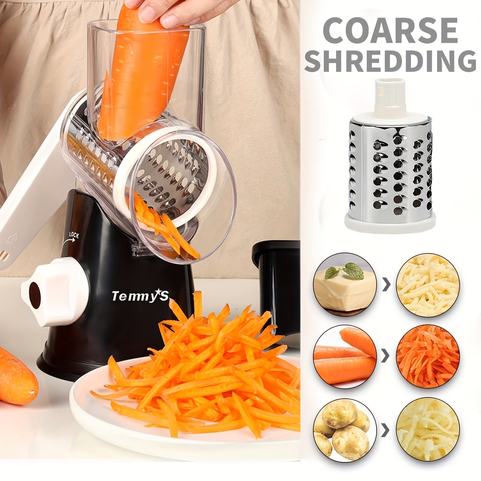 Kitchen Mandoline Slicer with 3 Interchangeable Blades for Vegetables and Cheese