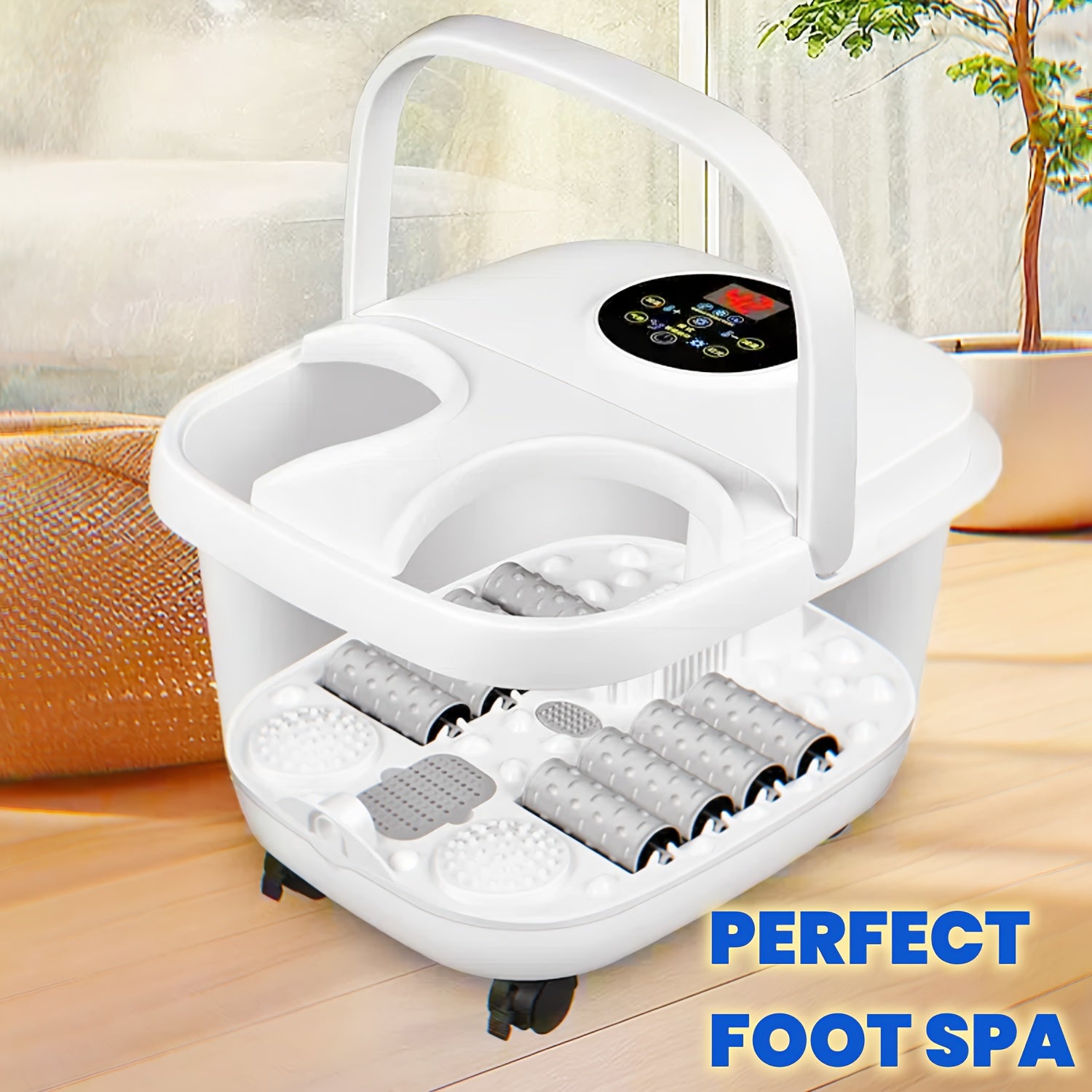 Spa eléctrico para pies con masaje de burbujas, calefacción, control remoto, cuenca rejuvenecedora con rodillos