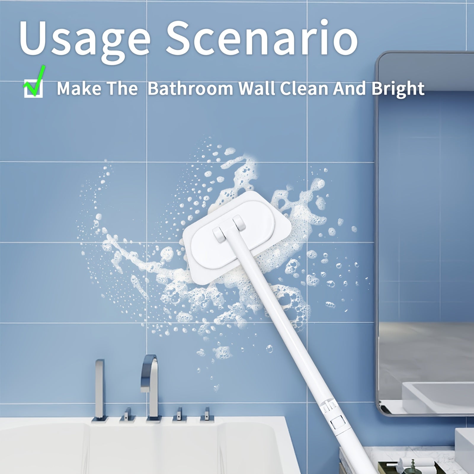 Kichik hammomni tozalash to'plami, uzoq tutqichli cho'tka va 25 ta shimgich bilan