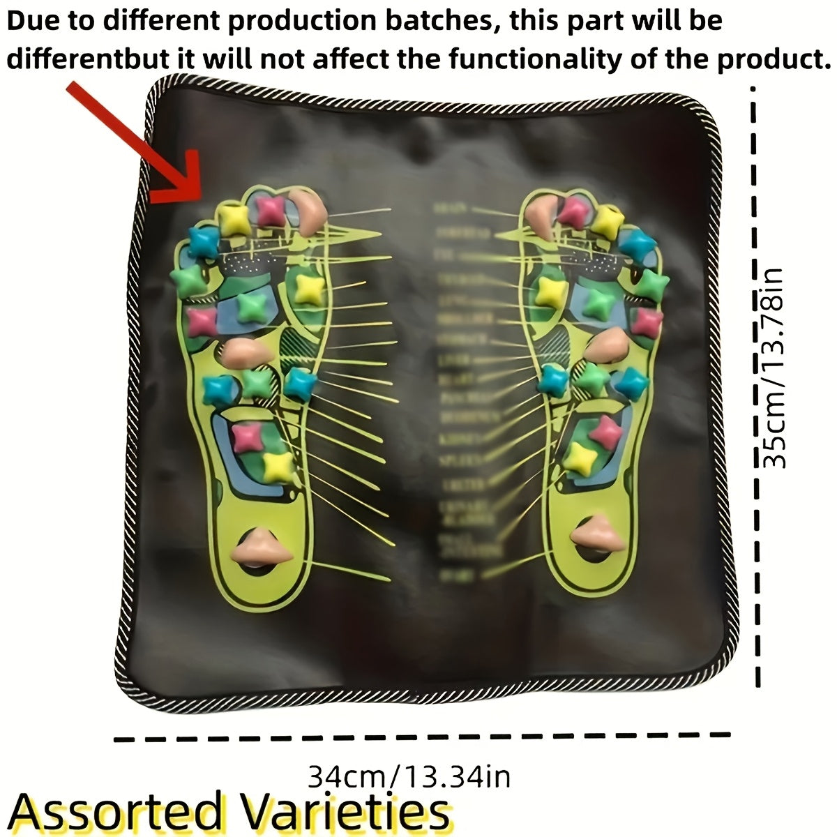 Plastic Acupressure Foot Massager Mat with Colorful Stickers for Wellness